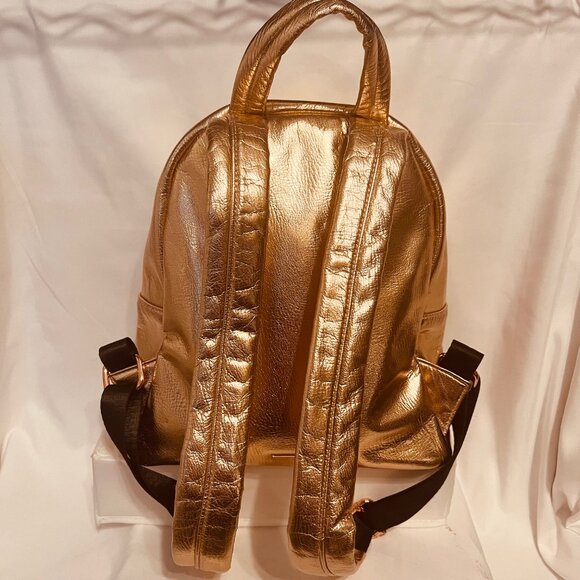 Skinnydip-Rose Gold Metallic Back Pack-11" x 11" x 5"- Roomy-Adjust. Straps-Zip - Picture 2 of 13